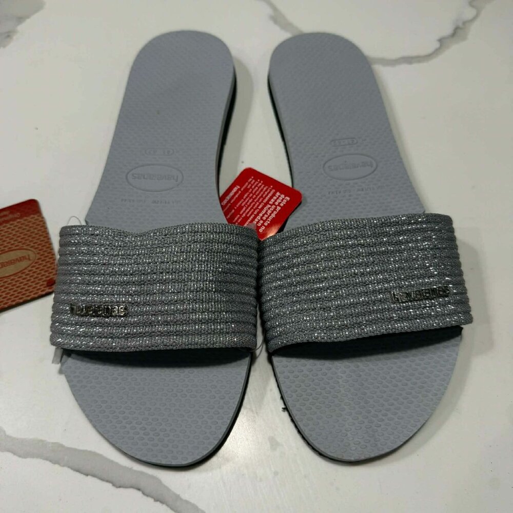 Havaianas Women's Casual Flat Slide Sandals Grey US 11